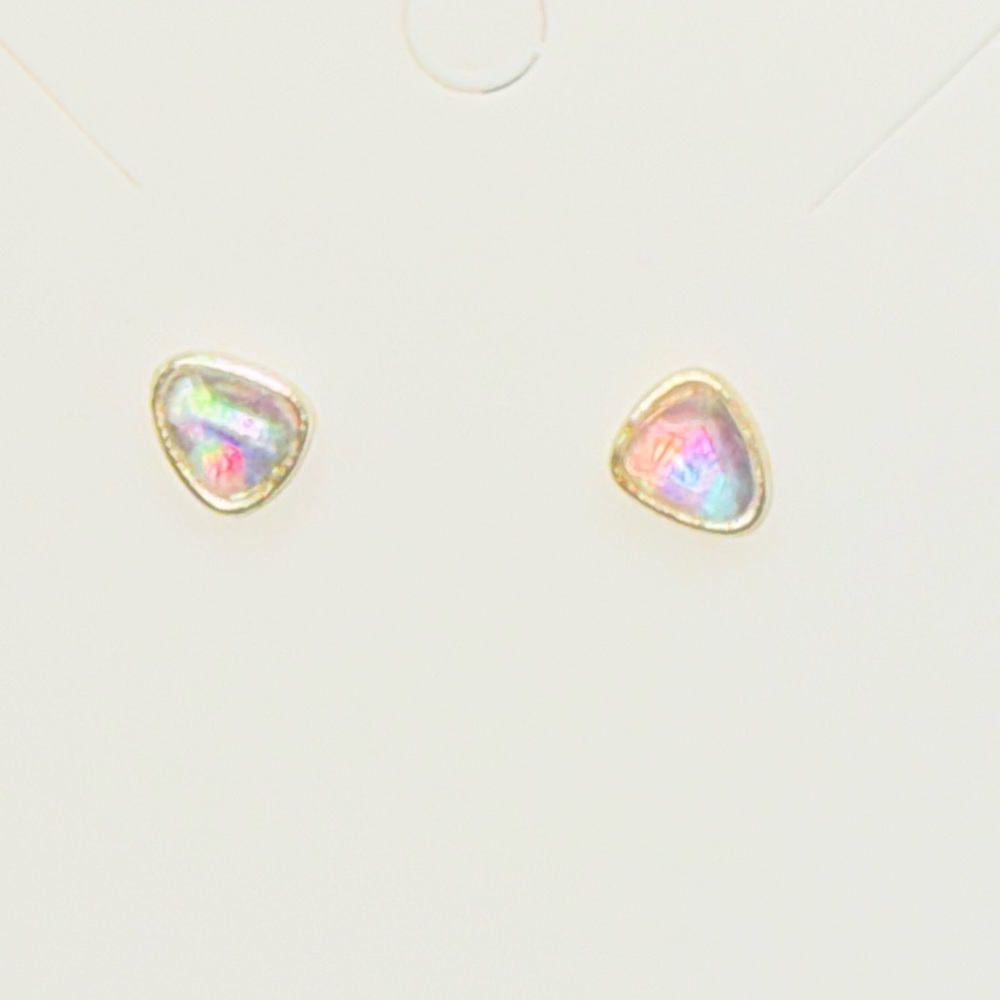 Kendra Scott Gold-Tone Iridescent Triangle Stud Earrings - Pink/Multicolor